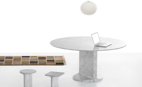 Mimmo dining table in white carrara marble design by James Irvine