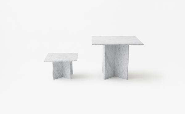 rectangular modular table system in marble