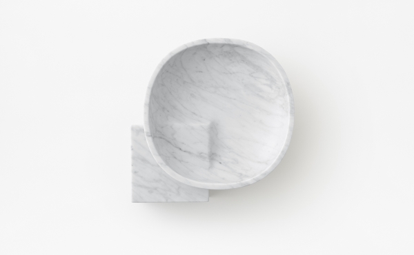 bowl design by nendo in white carrara marble