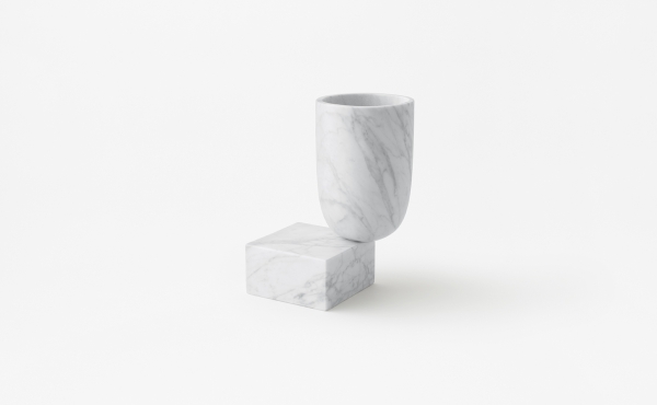 vase in white carrara marble design by nendo