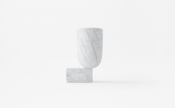 Undervase vase design by nendo in white marble