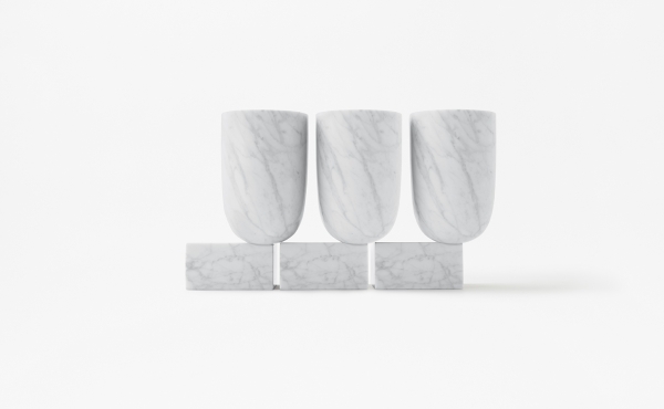 Undervase vases in white carrara marble